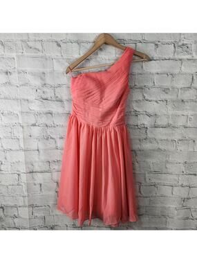 Zaxants one shoulder coktail Dress Sz 4 coral mini bridal Acl